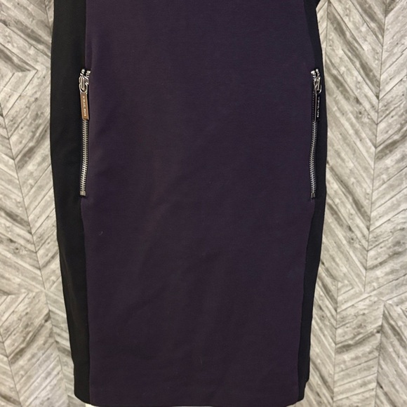 Michael Kors Black and Purple Long Sleeve Dress, size large has pockets - Picture 5 of 8